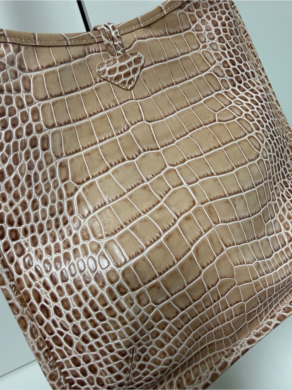 Longchamp Taupe Crocodile Embossed Leather Crossbody / Shoulder Bag - Picture 7 of 13